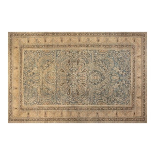 Antique Persian Khorassan Botanic Handmade Wool Rug For Sale
