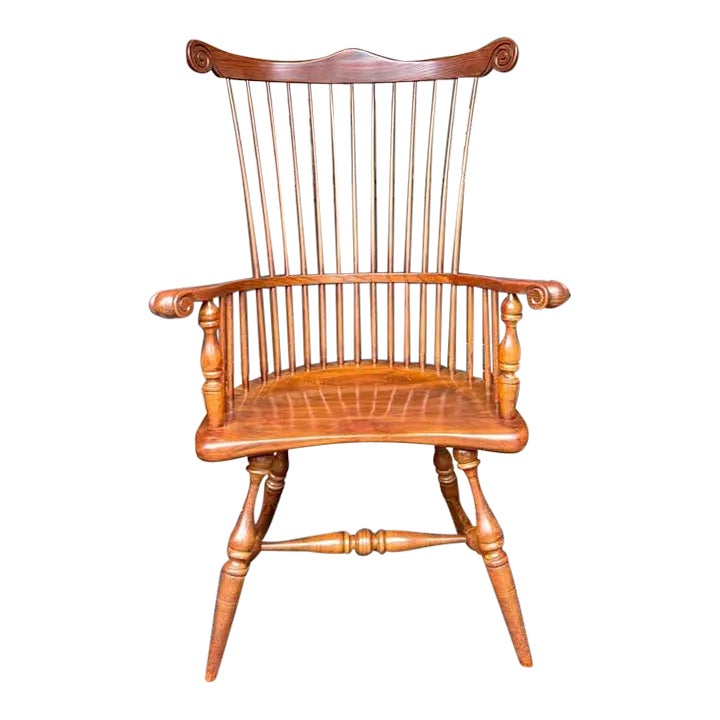 Mid 20th Century Vintage Philadelphia Style Comb Back Arm Chair by