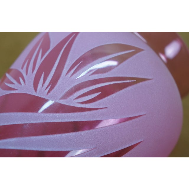 Late 20th Century Kelsey Murphy Pilgrim Frosted Cranberry Glass Lotus Flower Vase 6" For Sale - Image 11 of 12
