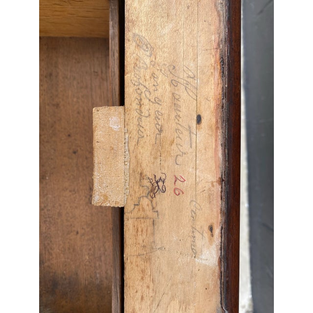 19th Century French Walnut Marquetry Nightstand With Marble Top and Original Casters For Sale - Image 11 of 11