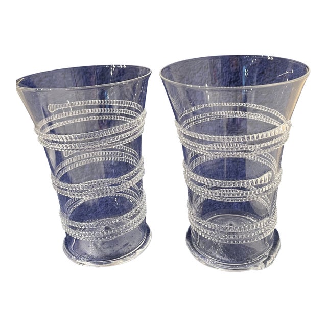 Handblown Signed "Amalia" Tumblers From Juliska Glassware - a Pair For Sale