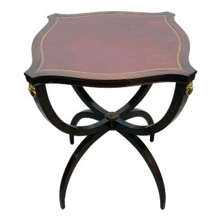 Vintage 1950s Mahogany & Leather Top Spider Leg Table For Sale