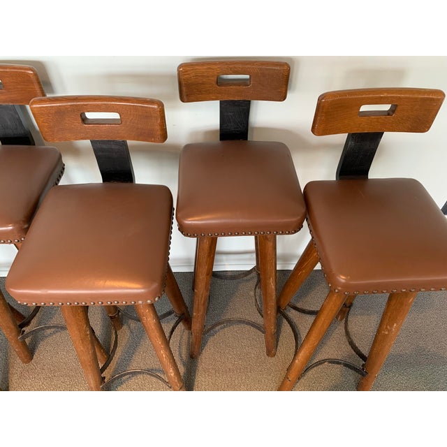 Vintage Brutalist Bar Stools, Set of 6 For Sale - Image 4 of 6