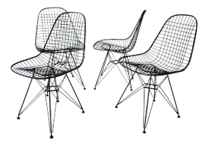 Eames for Herman Miller Black DKR Wire Eiffel Base Chairs - Set of 4