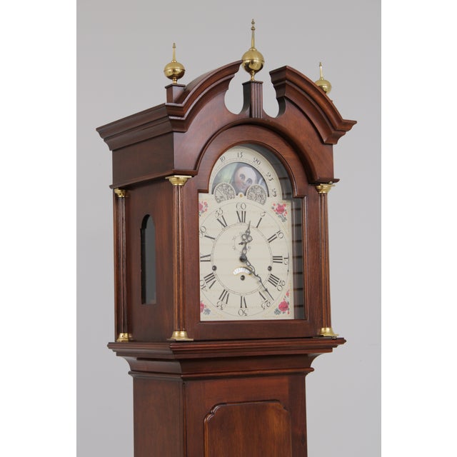 1990s Stickley Colonial Williamsburg Mahogany Grandfather Clock For Sale - Image 5 of 18