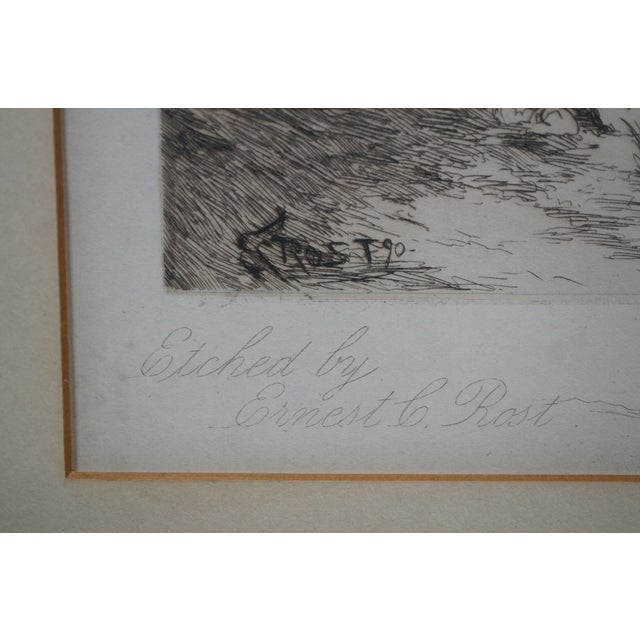 Black Antique Ernest C Rost Country Farmhouse Panoramic Landscape Etching 31" For Sale - Image 8 of 13