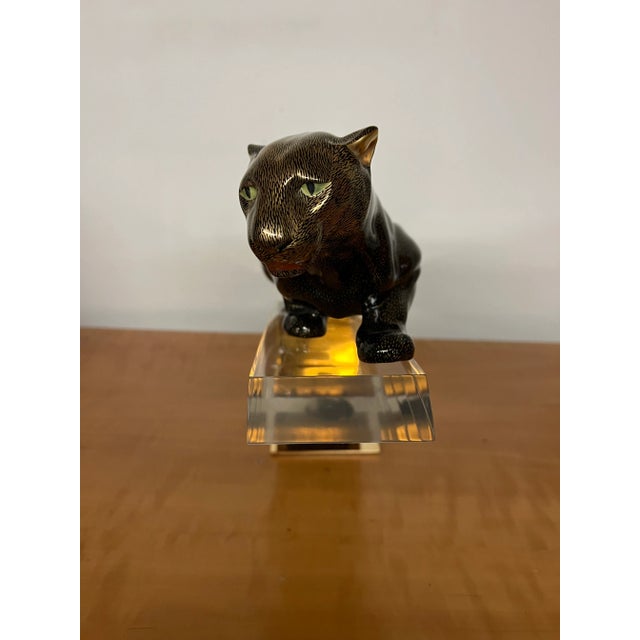 Italian Vintage 1970s Italian Panther on Lucite Stand For Sale - Image 3 of 9