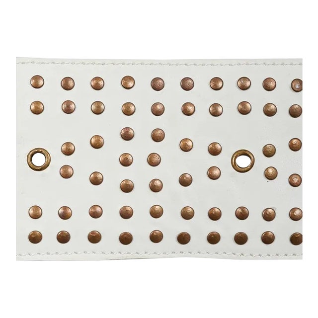 Sample - Schumacher Studded Leather Trim in Ivory For Sale
