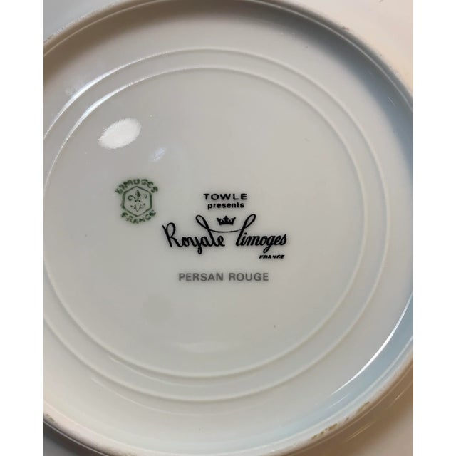 Ceramic 1980s Royal Limoges Persian Rouge Porcelain Appetizer Plates Set of 5 For Sale - Image 7 of 8