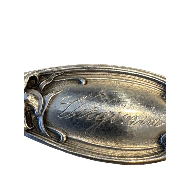 Antique International Silver Five O'Clock Teaspoon. Sterling Silver .5.5" Long. Monogram of "Virginia" on front handle,...