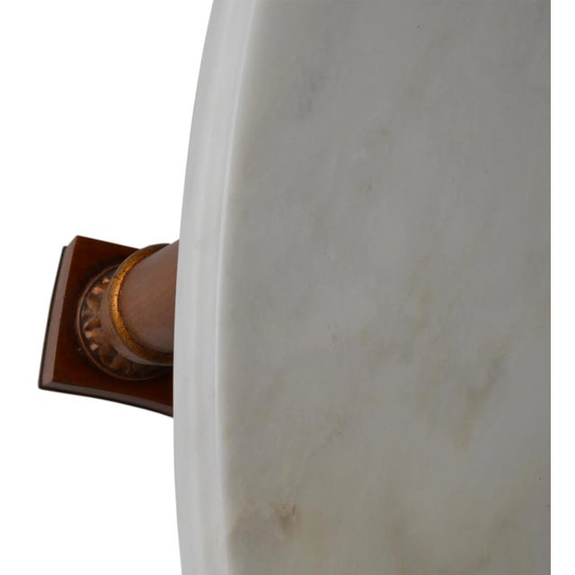 Italian White Marble & Cherry Coffee Table from Cupioli For Sale - Image 4 of 5