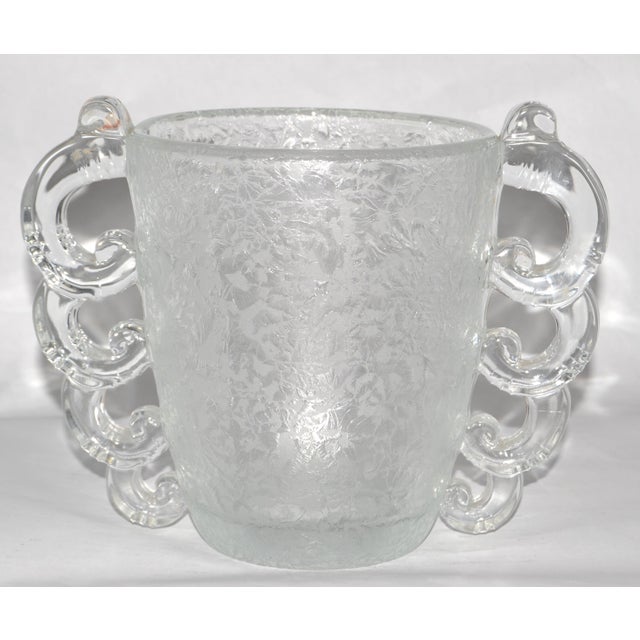 1930 Art Deco Pierre d'Avesn Etched Fine Art Glass Vase Four Handles Daum France For Sale In Miami - Image 6 of 15