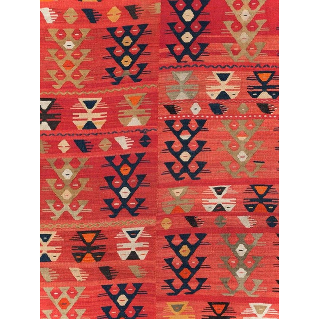 An antique Turkish flatweave Kilim large carpet handmade during the early 20th century. Measures: 11' 8" x 17' 1"