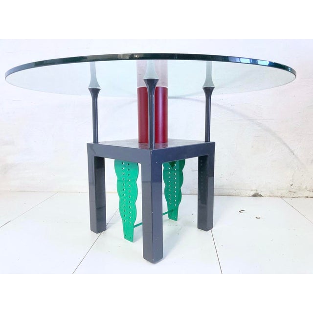 Round Dining Table in Metal and Glass, 1980s For Sale - Image 6 of 17