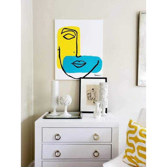 Canary Yellow "Poppy" Contemporary Abstract Face Painting by Isaiah Thomas For Sale - Image 8 of 12