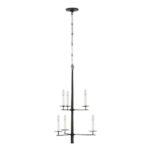 Ian K. Fowler for Visual Comfort Signature Arnav Small Two-Tier Entry Chandelier in Aged Iron