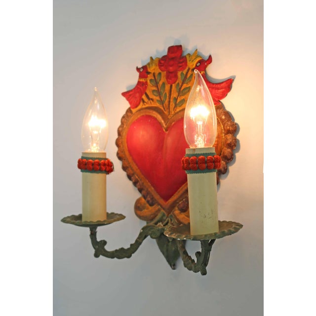 Vintage Italian Lovebirds Florentine Wall Lamp, 1970s For Sale - Image 6 of 9