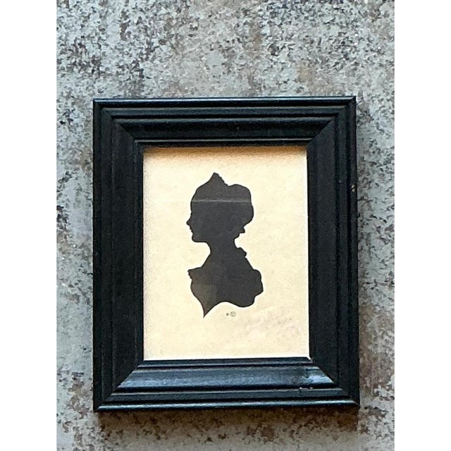 Black Vintage Silhouette Portrait in Black Frame For Sale - Image 8 of 12