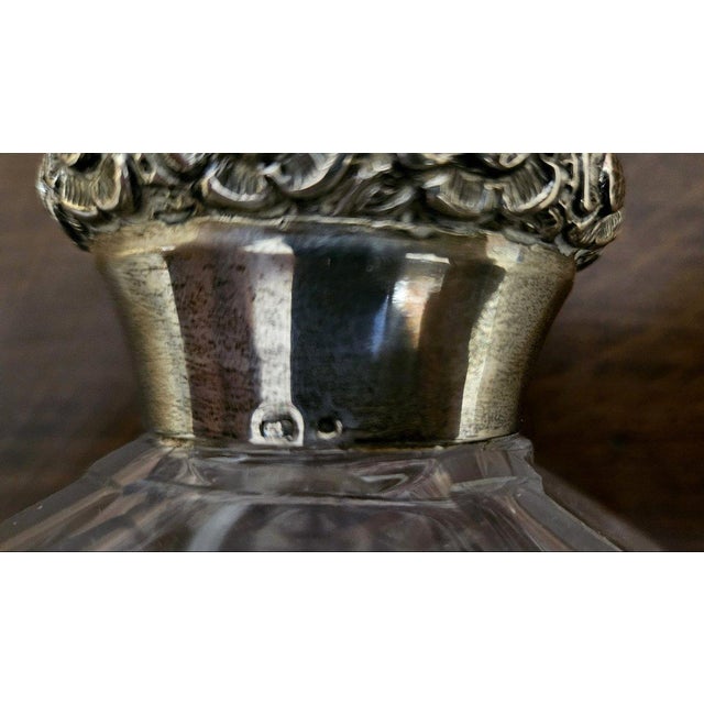Antique Cut Crystal Decanter Silver Mount, 1930s For Sale - Image 4 of 8