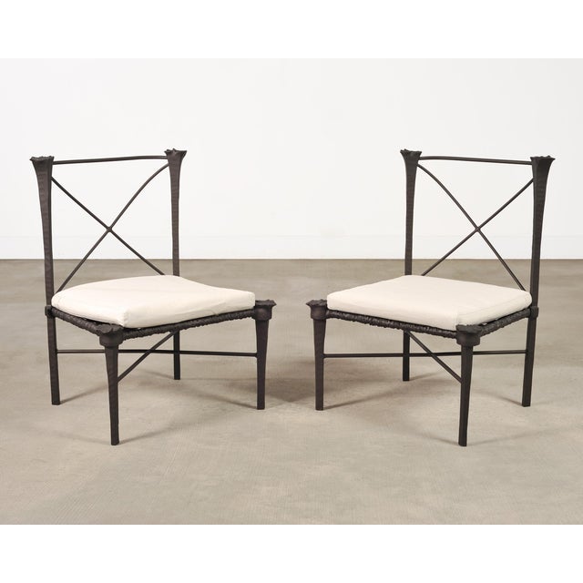 2000 - 2009 Set of Six Michael Taylor Arcadia High Back Bronzed Garden Chairs For Sale - Image 5 of 18