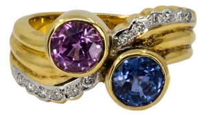 Late 20th Century Keith Davis Sapphire Bipass Ring, Size 5