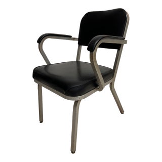 1960s Vintage Industrial Black Metal Office Chair For Sale