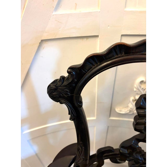 Antique Victorian Carved Mahogany Chippendale Style Ribbon Back Desk Chair, 1860 For Sale - Image 3 of 16