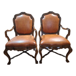 Pair of Large Venetian-Style Walnut Armchairs by Therien Studio Workshops For Sale