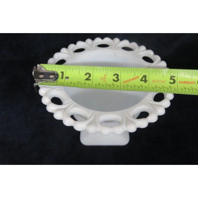 Indiana Glass White Milk Glass Open Laced Edge Pedestal Compote Candy ...