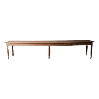 Extra-Long 19th Century French Pine Farmhouse Table With Drawers and Casters For Sale
