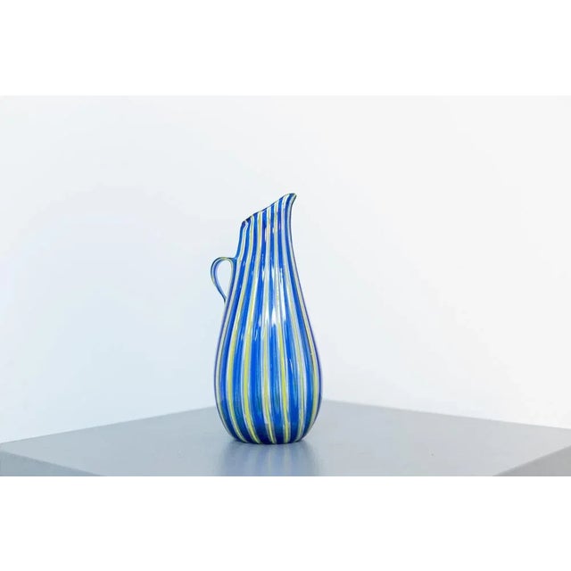 1950s Vintage Yellow & Blue Murano Glass Vase by Paolo Venini, 1950s For Sale - Image 5 of 5