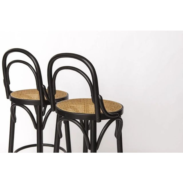 Black Set of Vintage Italian Bentwood Bar Stools with Vienna Cane Seats, 1990s For Sale - Image 8 of 10