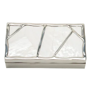 Modern Box in Mother of Pearl With Polished Stainless Steel by R&y Augousti