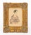 Two Victorian Miniature Fashion Portraits, Hand-colored Lithographs on Paper, 19th century, unsigned, ornate giltwood...