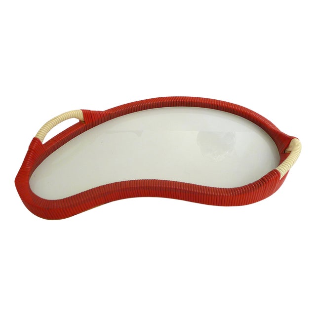 Large Bean-Shaped Serving Tray with Plastic Scoubidou Threads, 1950s For Sale
