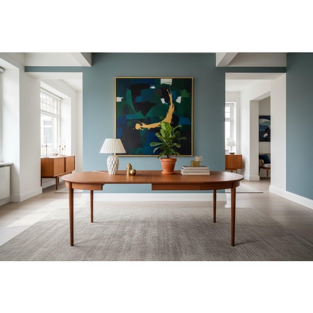Mid-Century Modern Round Teak Dining Table in Teak with Double Inserts by C.J. Rosengaarden, 1960s For Sale - Image 3 of 16