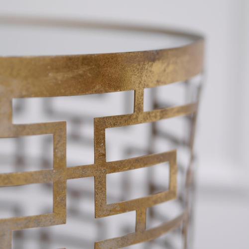 Round Metal Side Table with Glass Top For Sale - Image 5 of 7