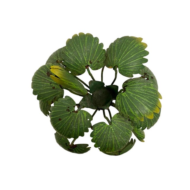 1950s Vintage Hollywood Regency. Metal Petite Potted Palm Tree With Lions Head For Sale - Image 5 of 6