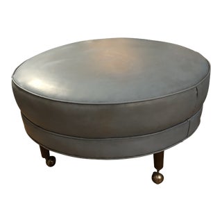 Mid 20th Century Carl Neubert Wheeled Turquoise Ottoman For Sale