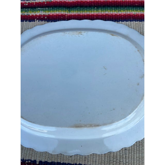 Blue Antique Pearlware Blue Feather Edge Platter, Circa 1820’s For Sale - Image 8 of 12