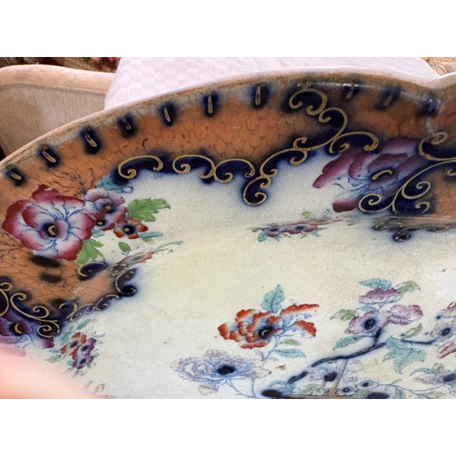 Staffordshire Large Mid 19th Century Unmarked Polychrome Platter For Sale - Image 4 of 18