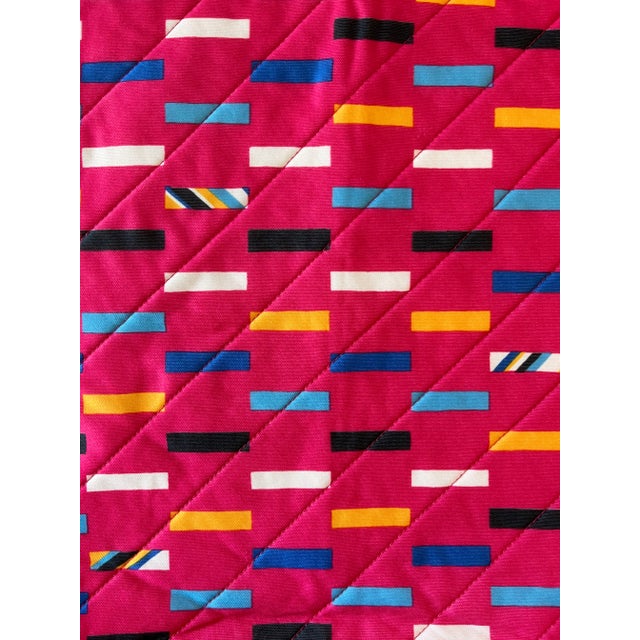 Hot Pink Pair of Small Vintage Fabric Pillow Covers in Bright Mod Design For Sale - Image 8 of 10