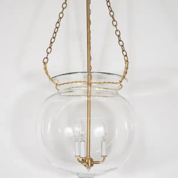 Contemporary Early 21st Century "Fishbowl" Glass & Brass Pendant 1 For Sale - Image 3 of 10