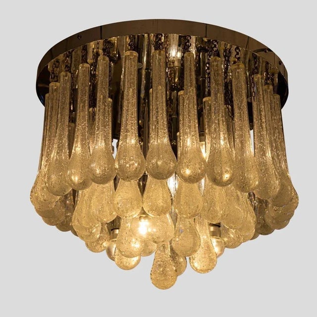 Ceiling Light with Murano Glass Drops, 1960s For Sale - Image 4 of 5