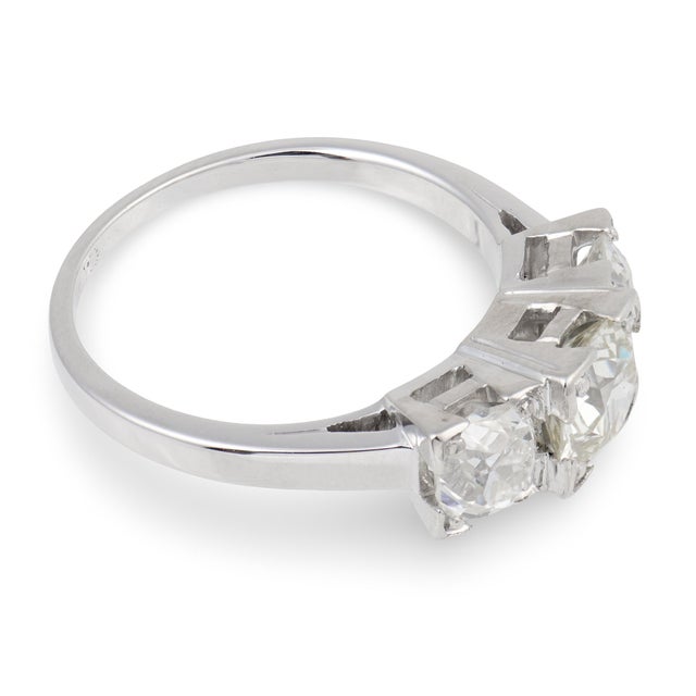 Vintage Gia 2.20 Carat Old European Cut Diamond 18k White Gold Engagement Ring, Size 7.5 For Sale - Image 4 of 8