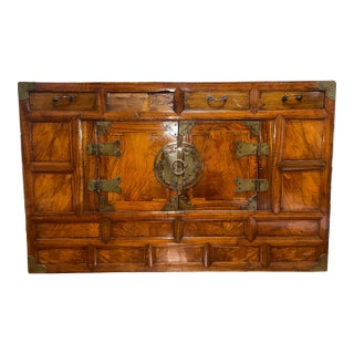 Late 19th Century Late Chosŏn Period Korean Elmwood "Nong" Chest For Sale