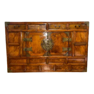 Late 19th Century Late Chosŏn Period Korean Elmwood "Nong" Chest