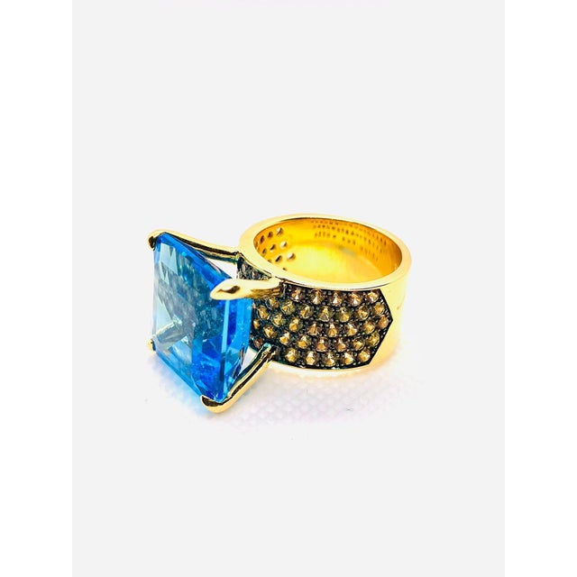 Bochic "Orient" Vintage Sapphire & Blue Topaz Ring Set In 18K Gold & Silver For Sale In New York - Image 6 of 18