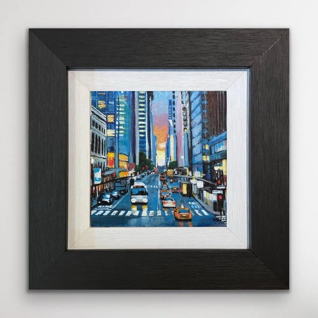 Miniature Painting of New York City Street Scene by British Cityscape Artist - a unique original from leading Contemporary...