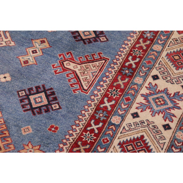 2020s Rustic Kazak Light Blue/Beige Wool Rug - 10'2''x12'10'' For Sale - Image 5 of 10